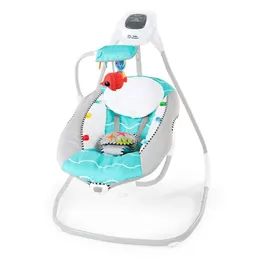 Baby Einstein Ocean Explorers Musical Compact Baby Swing - Vibrating Multi-Direction Grey Unisex 0-9 Months - Soothing Ocean Sounds and Motion for Baby's Relaxation
