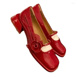 مصمم العلامة التجارية للأحذية غير الرسمية ماري جينس الكعب الكناك روز الصلبة مريحة zapatos mujer slip on square toe low chaussures femme