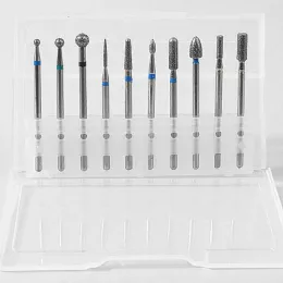 Bits 10 pcs cortadores de moagem de diamantes para manicure carboneto de unhas bits kits Kits Equipamento Ferramentas de moagem da cabeça para remover a pele morta