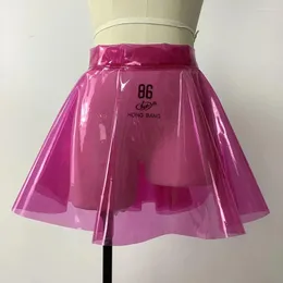 Skirts Sexy Clear PVC Women Skirt Super Mini Pleated Fetish Plastic Erotic Pole Dance Clubwear Sissy 7XL