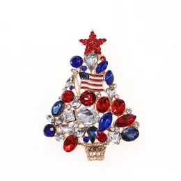 Pins Brooches 10 Pcs/Lot Custom American Flag Brooch Crystal Rhinestone Christmas Tree Shape 4Th Of Jy Usa Patriotic Pins For Gift/ Dh7Yp
