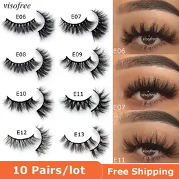 10 pairs/lot visofree 3D mink lashes natural long makeup false eyelashes wholesale cruelty free handmade wimpers eyelashes set 240422
