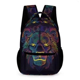 Backpack Lion Neon Line Art University Brackpacks Youth Custom Big High School Borse Kawaii Rucksack