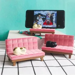 Toys Japanese Miniature Flocking Powder Cat Sofa Japan Zakka Decole Desktop Lazy Mobile Phone Bracket DIY Ornaments Toys Pen Holder