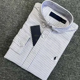 Ralp Laurens Polo 셔츠 디자이너 RL 럭셔리 패션 남성 캐주얼 셔츠 순수면 긴 슬리브 스트라이프 클래식 브랜드 셔츠 조랑말 트렌드 다목적 셔츠