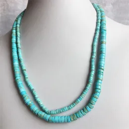 Necklaces 35/40/45/50/55CM 2*4MM 3*6MM Heishi Blue Turquoise Necklace Natural Stone Jewelry Elegant Exquisite Bead Chain Choker Collier