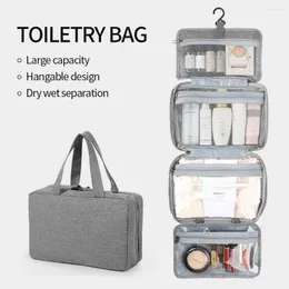 Storage Bags Travel Hanging Toiletry Bag Water-proof Cosmetic Bathroom Beauty Wash AccessoryTowel Wet Dry Separated Case