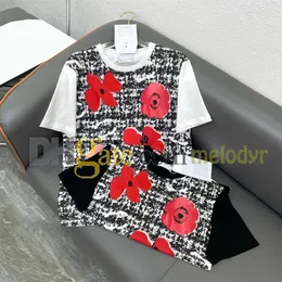 Blumendruck T -Shirt für Frauen Modekontrast Farbe Tees Tops Designer gedruckt kurze Pullover Crew Neck Top gedruckt