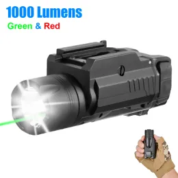 Lights 1000 Lumens Tactical LED Weapon Gun Light Military Airsoft Pistol Gun Light Mini Pistol Gun ficklampan för 20 mm Milstd1913 Rai