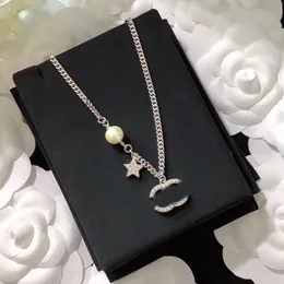 Luxury Designer Märke Double Letter Pendant Eloy Neckor Choker Chain 18K Gold Plated Crystal Rhinestone Necklace For Women Wedding Jewerlry Accessories