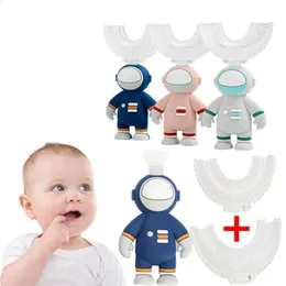 Bebek ağız diş fırçası çocuklar 360 derece ushapped dişler yumuşak silikon fırça çocuklar diş ağız bakımı temizleme baruş 240415