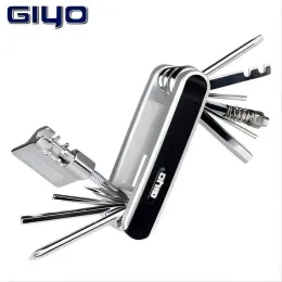 도구 GIYO 12 in 1 자전거 수리 도구 키트 휴대용 MTB 자전거 Multitool Hex 스포크 드라이버 타이어 레버 Allen Wrench 수리 도구