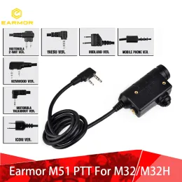 Protector OPSMEN Earmor Military M51 PTT Tactical Push To Talk For M32/M32H Headset For Kenwood/ICOM Radio Softair Headphone Adapter