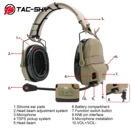 Earphones TACSKY Airsoft Shooting Noise Reduction Communication Headset AMP Tactical Headset Military Noise Reduction Electronic Headset