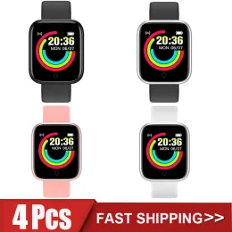 Saatler 4pcs D20 Akıllı Saat Erkekler Dijital Saatler Bluetooth Sport Fitness Tracker Pedometre Y68 Android için Smartwatch Kadınlar IOS Xiaomi