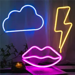 Tools Camping Light LED Neon Lightning Clouds Lips Shaped Sign Neon Light Wall Lamp Decor Tent Home Badroom Wedding Party