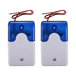 Tillbehör 2x mini Wired Strobe Warning Siren Dålig DC 12V Sound Alarm blinkande Ljus Siren Horn Alarm System 115dB Blue