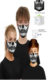 Маска для лица Хэллоуин Дизайнерская маски для лица с печатью Классическая черная черная лицевая пылепродажа ветряна и заменяемая дымка PM22414146