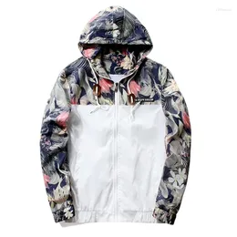 Giacche da uomo Fashion Spring Autumn Casual Bomber Giaccata con cappuccio Slim Coote Slim Hip Hop Floral Stampa con cerniera a vento M-4xl M-4xl