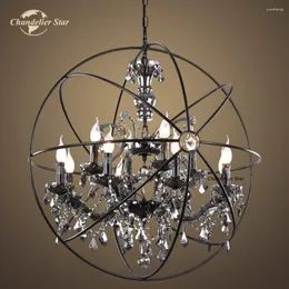 Chandeliers Foucault 's Orb Led 빈티지 둥근 연기 연기 수정 소박한 촛불 실내 조명 장식 침실 거실 램프 광택