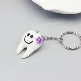 10pcs de desenho animado simulação dental dentes de teclado key anel pendurado formato de dente