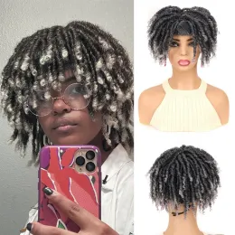 Perucas dreadlock curto trançado a despedida de cabeça sintética de deusa sintética faux nu locs peruca encaracolada frietress pêlo de crochê para mulheres brancas pretas