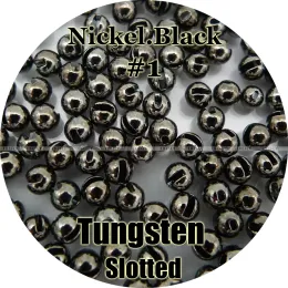 Accessories Nickel Black #1, 100 Tungsten Beads, Slotted, Fly Tying, Fishing