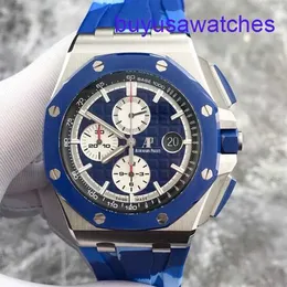 AP -Kalender -Handgelenk Watch Royal Oak Offshore Serie 26400SO Blue Ceramic Circle Blaugesicht weiße Timing -Disc Datum Automatische mechanische Uhr