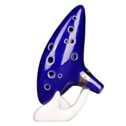 Instrument One Set 12 Hole Legend Of Ocarina Ceramic Alto C Tone Piccolo Orff Music Instrument For Zelda Fans With Accessories Dark Blue