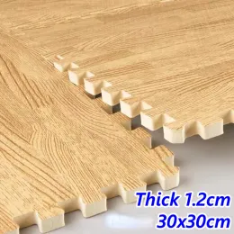 Mats 8PCS Wood Play Mats 30x30cm Wood Activities Mat for Baby Mats Thick 1.2cm Tatame Playroom Mat Floor Noise Mat Puzzle Foot Mats