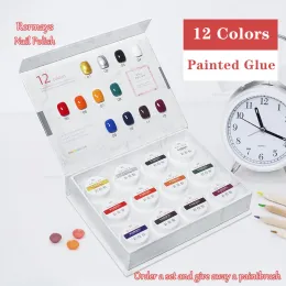 Gel -Rormays 12 Farbnagellacknagelkunstpigment -Set Uvled Gel Builder Polishing Solid Gel -Verlängerung Gel, ein Nagelbürste wird präsentiert