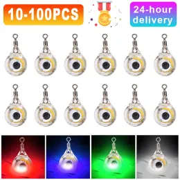 Accessories 10100pc Mini Fishing Lure Light Led Deep Drop Underwater Eye Shape Fishing Squid Fishing Bait Luminous Lure for Attracting Fish