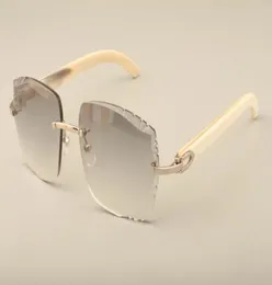 Nowe fabrycznie bezpośrednie luksusowe okulary przeciwsłoneczne T3524014 Naturalne białe okulary przeciwsłoneczne Grawerowane soczewki Prywatne rzeźbione nazwa 4672717