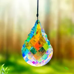 Kronleuchter Kristallfeuer poliert ab Farbe Longan Gourd Prism Sonnencatcher DIY Garden Hochzeitsprops Deckenvorhang machen Accessoire291J