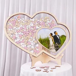Party Supplies Personalized Customized Double Love Heart Po Sign-in Frame Wedding Guestbook Drop Box Country Ideas Decor Handicraft