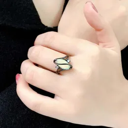 Cluster Rings Big Opal Stone Ring For Women Vintage Goth Punk Cubic Zirconia Black Gold Color Fashion Jewelry Party Present Partihandel R642