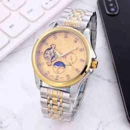 Striscia in acciaio completamente automatico meccanico da uomo europeo Watch Watch Factory Scatenata Fase Lunare Luminosa orologio