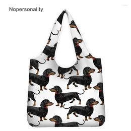 Sacolas de compras Nopesonality Impressão de dachshund bolsa bolsa dobrável bolsa bolsa de armazenamento de grande capacidade ombro