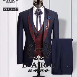 24 Storlek Mens Suit Dress Three Piece Suit Bankett Evening Suit Set 231115