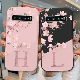 Cell Phone Cases For Samsung Galaxy S10 S10E S 10 Plus Phone Cover Pink Letters Cute Flowers Pattern Soft Silicone Funda For Samsung S10+ Coque 240423