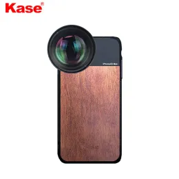 필터 Kase 마스터 대형 조리개 HD 135mm 망원 렌즈는 iPhone 용 단단한 나무 전화 케이스를 사용합니다.