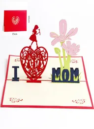 Love Mom Gifts Grazie biglietti d'auguri con Flowers Flowers di busta laser tagliato a mano foot pop -up da festa della mamma 8719650