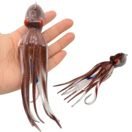 Tillbehör Trolling Lure Soft Squid Lure 15cm 20cm Simulering Fake Bait Deep Sea Soft Bait Octopus Slow Cast Jig Head Winter Fishing Products