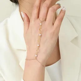 Ссылка браслетов Chengxun Pearl Hollow Flower Finger Bracelet For Women Girls Wedding Party Part