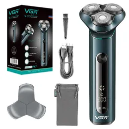 Original VGR Wet Dry Electric Shaver för män Skägg håruppladdningsbar ansikts rakknivbalds rakmaskin litium 240420