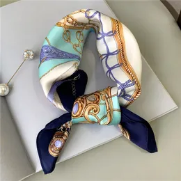 100% Natural Silk Scarf Women Design Print Foulard Neck Hairband Female Small Square Scarves Spring Kerchief Tie 240410