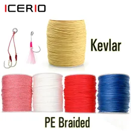 Аксессуары Icerio 100metel PE Brawed Assist Line Kevlar Fishing Line Assist для веревки для привязки к привязке для привязки для привязки соленой воды