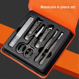 Satser 6st i 1 Set Professional Rostly Steel Nail Clipper Scissor Manicure Set With PU Box Gift