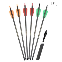 Darts toparchery 12/24pcs 15 '' Bågskytte kolpil för armbåge ID 6.2mm ryggrad 400 armbågsskjutpilbultar för utomhusjakt