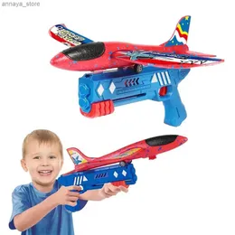 Gun Toys Foam Plane Launcher Bubble Airplanes Glider Hand Throw Catapult Plane Toy For Kids Catapult Guns Aircraft Shooting Game Toyl2404